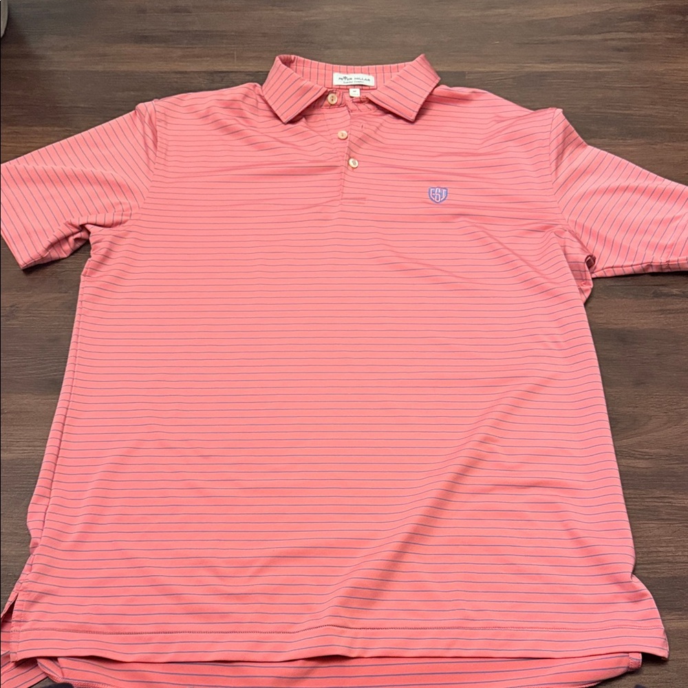Peter Millar Coral Striped Polo Shirt